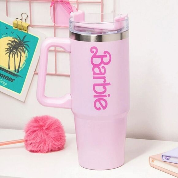 Barbie 40oz. XL Logo Insulated Travel Mug w/Straw - Picture 5 of 12